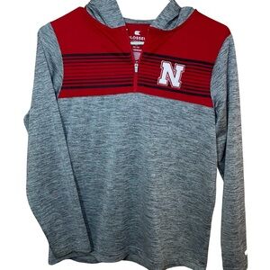 Nebraska Cornhuskers Colosseum Youth Red and Gray Striped Half-Zip Pullover